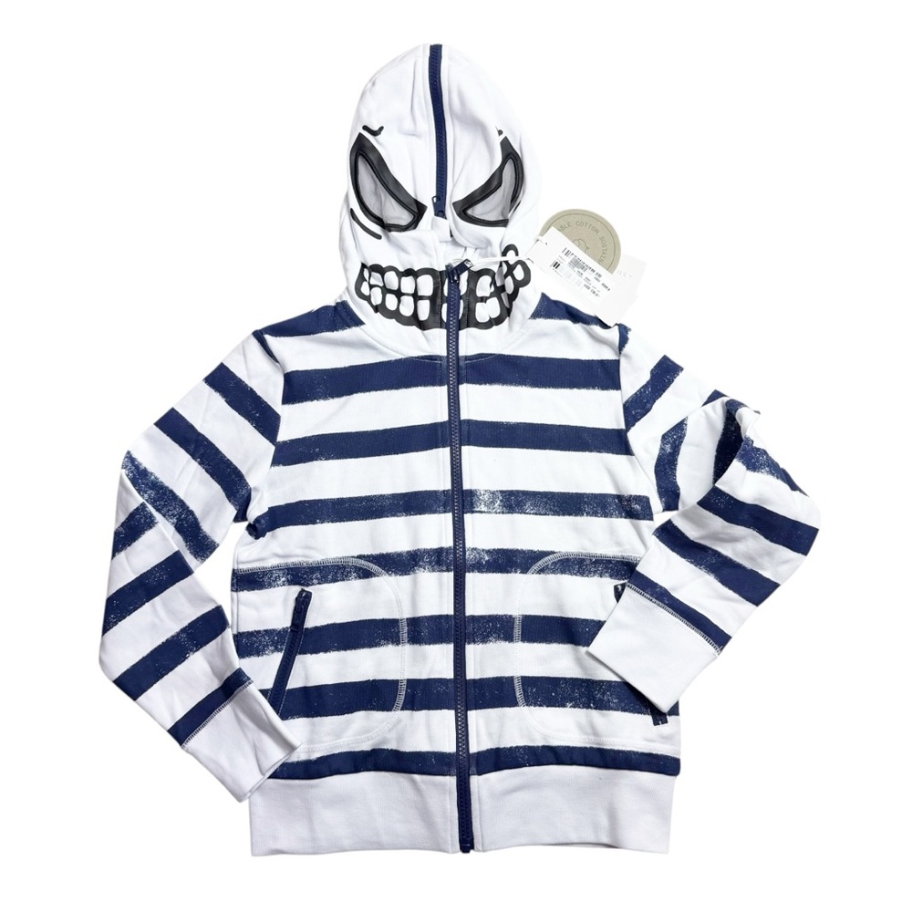 New! Stella McCartney navy striped skull zip hoodie